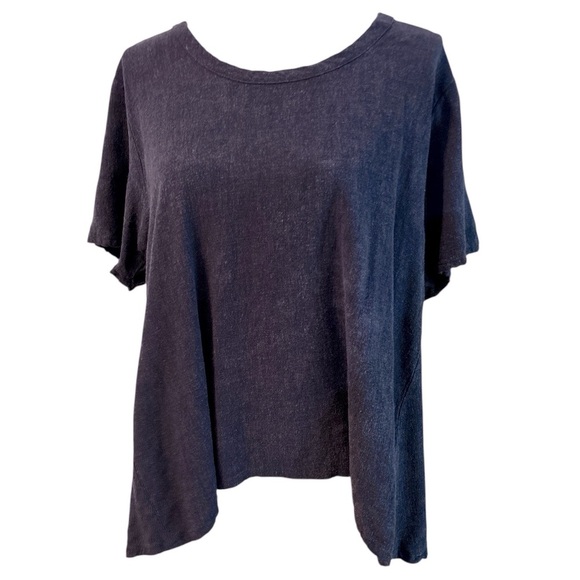 JUPEE top, high/low, linen blend dark navy blue. Oversized S / M, very flowy. - Picture 1 of 8